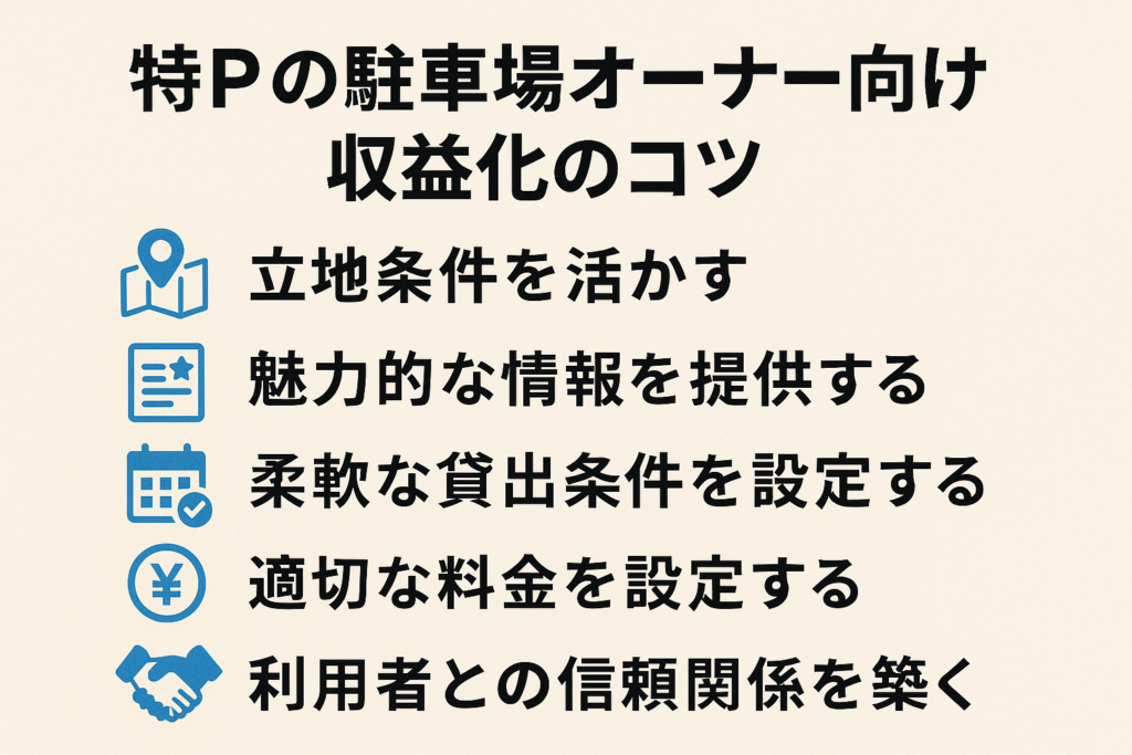 特Pの駐車場オーナー向け、収益化のコツ