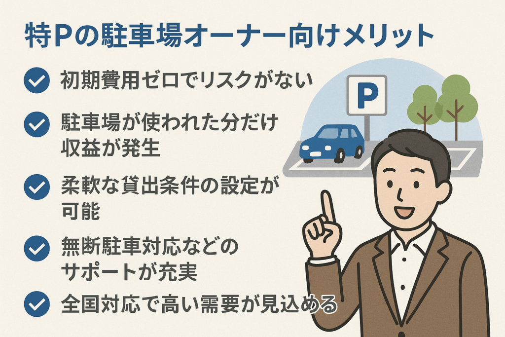 【特Pの会員登録は無料！】特Pの駐車場オーナー向けメリット