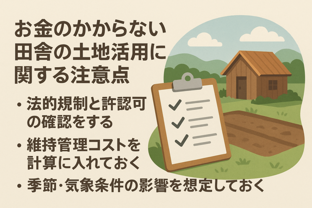 お金のかからない田舎の土地活用に関する注意点